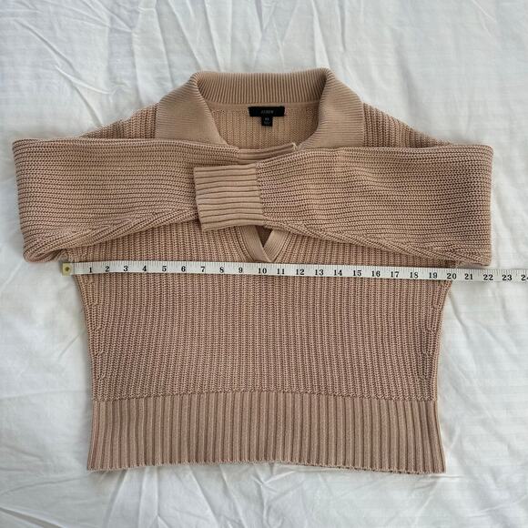J. Crew Collared Cotton Beach Beige V-Neck Knit Sweater 100% Cotton Size US XS - Picture 5 of 8